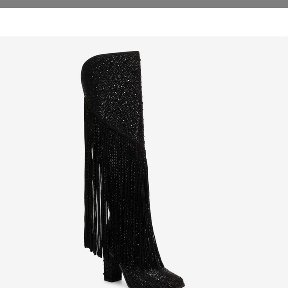 Jessica Simpson Asire Tall Crystal black fringe boot size 8 😍😍😍 current style - Picture 4 of 11